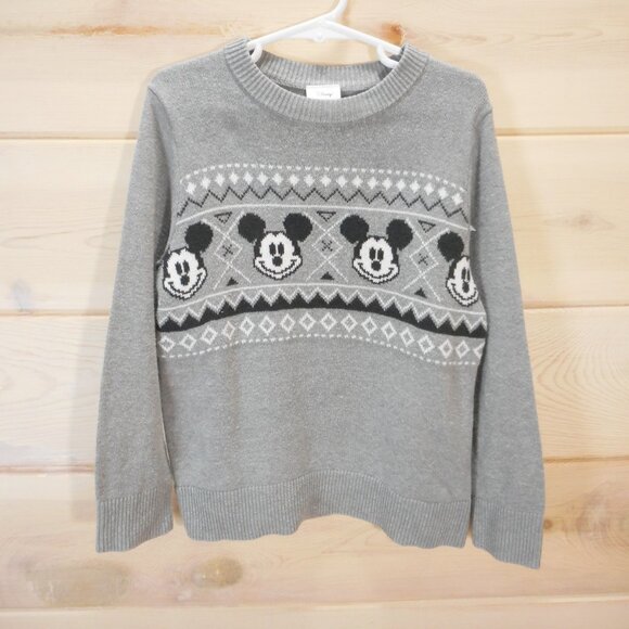 Disney Jumping Bean Little Boy sz 5 Mickey Mouse Knit Sweater Gray Cotton Blend - Picture 1 of 11